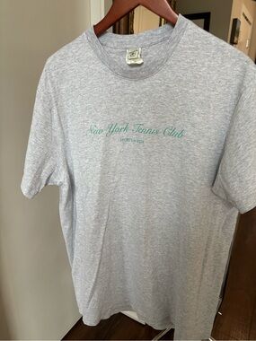 Sporty & Rich Gray T-Shirt with Green Script